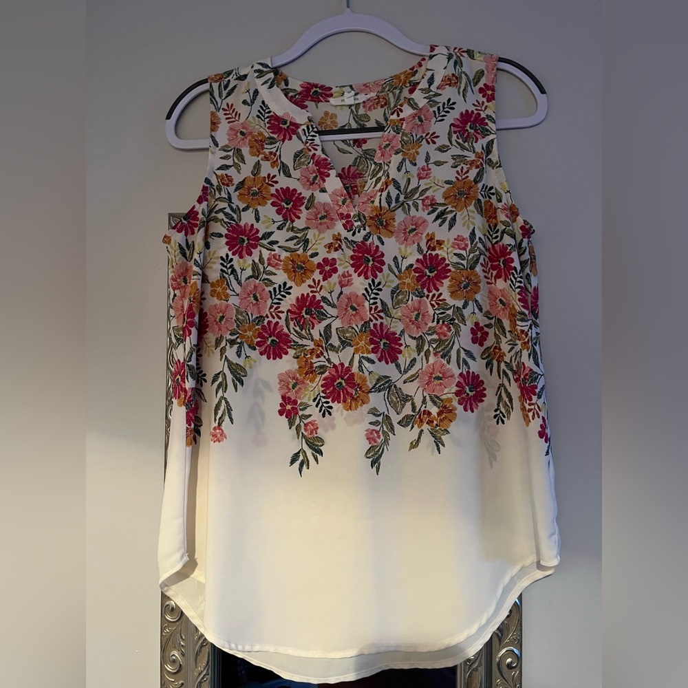 Maurices Floral Sleeveless Blouse - Pink and Orange